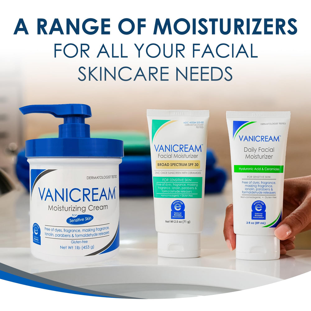 Vanicream placed on bathroom counter representing daily routine convenience