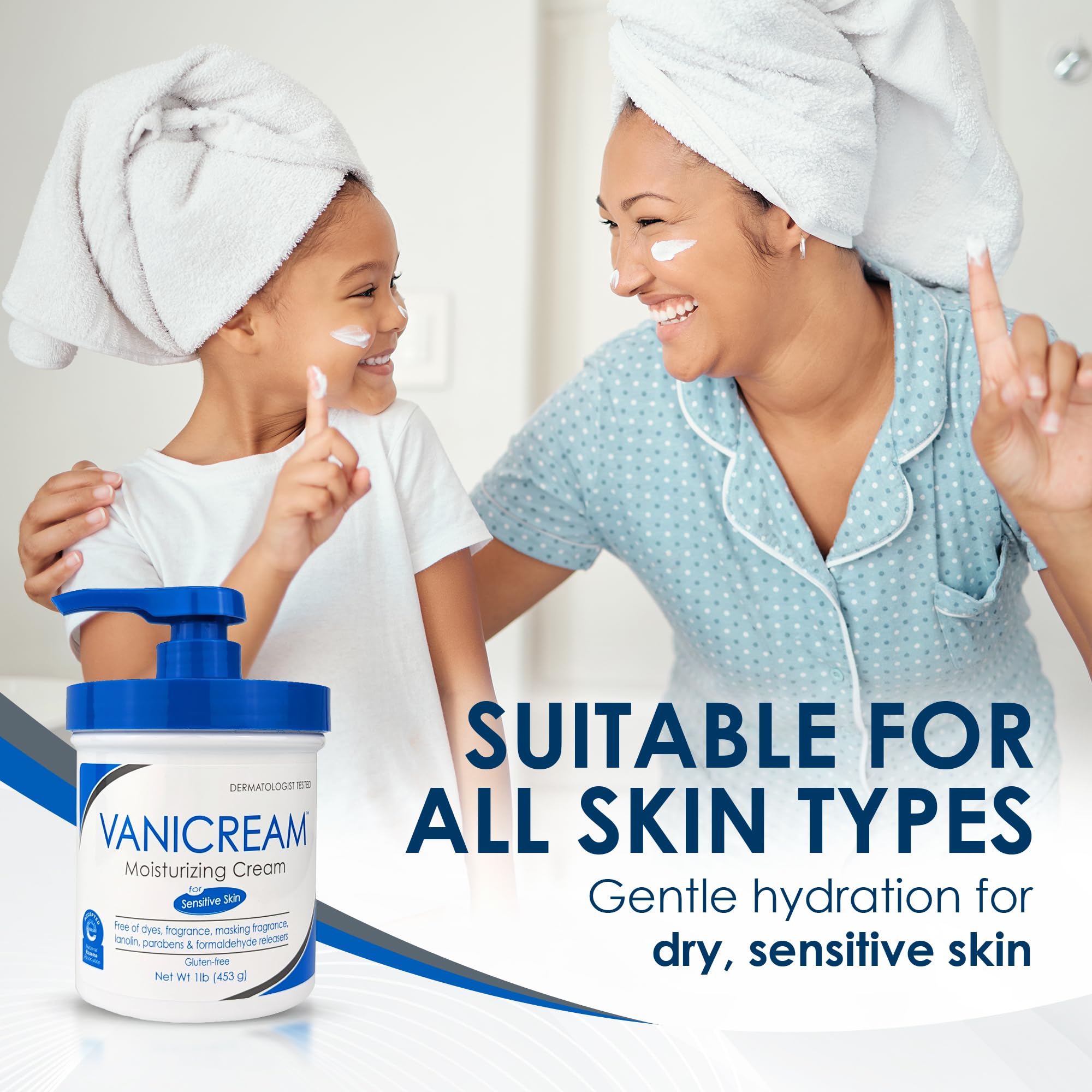 Vanicream label ingredients closeup showing fragrance-free formulation for sensitive skin