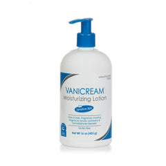 Vanicream lotion front view with pump showing clean packaging and ease