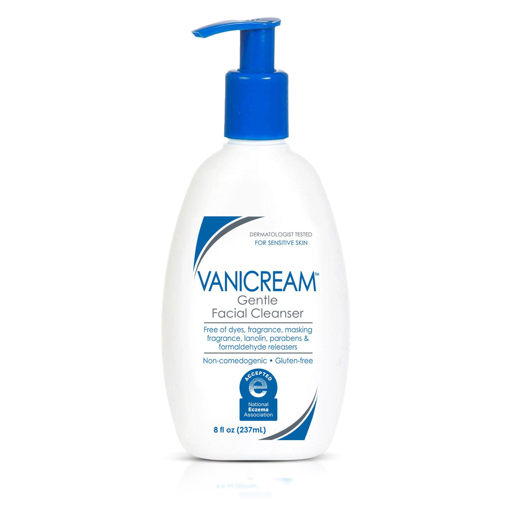 Vanicream pump bottle front showing clean packaging and clear purpose