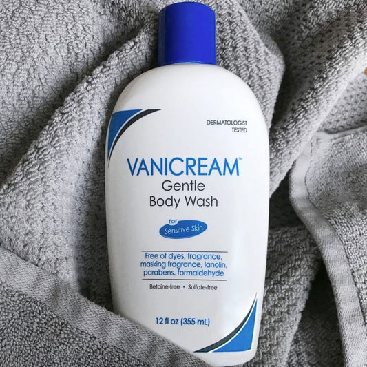 Vanicream shampoo texture close-up illustrating mild lathering action