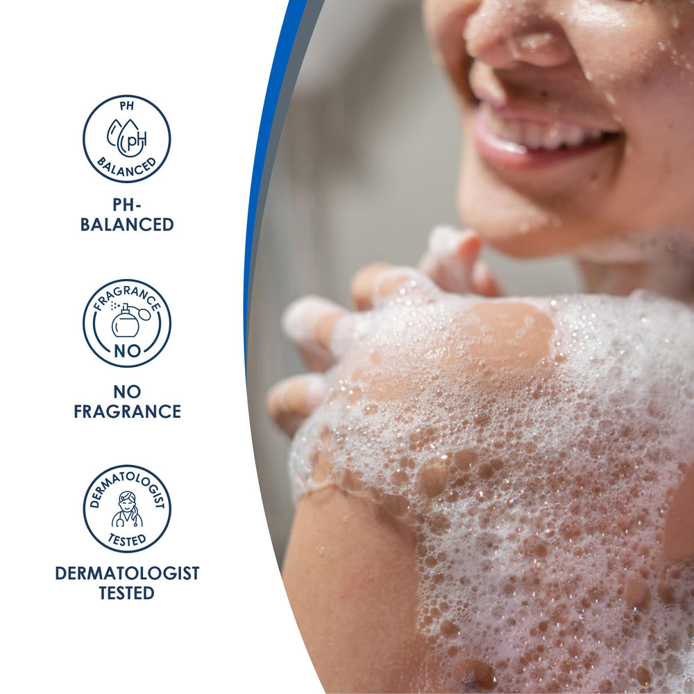 Vanicream creamy foam texture close-up demonstrating mild lather and softness benefit