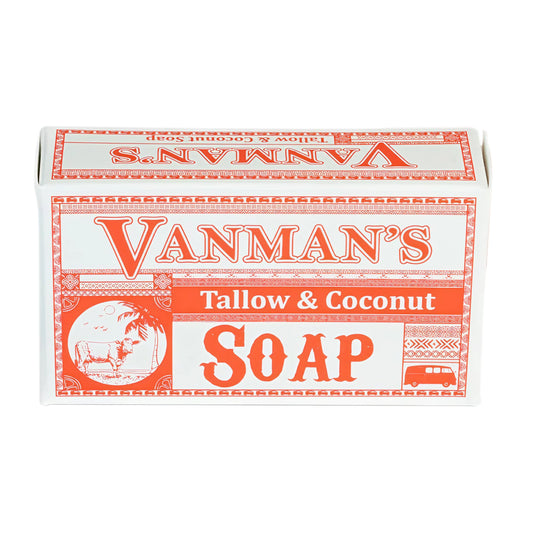 VanMan front packaging showing bar and clean ingredients, promotes natural care