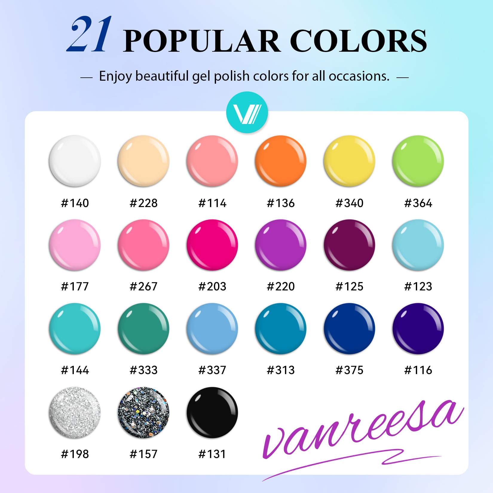 VANREESA colors lined up displaying vibrant shades for design inspiration