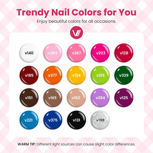 VANREESA color row flatlay highlighting 19 shades for versatile looks