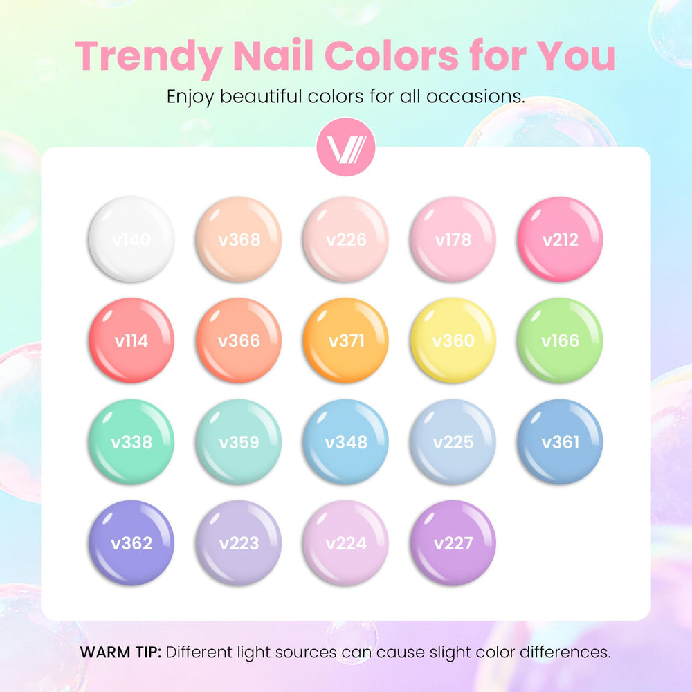 VANREESA color swatches on nail wheel illustrating shade variety and pairing ideas