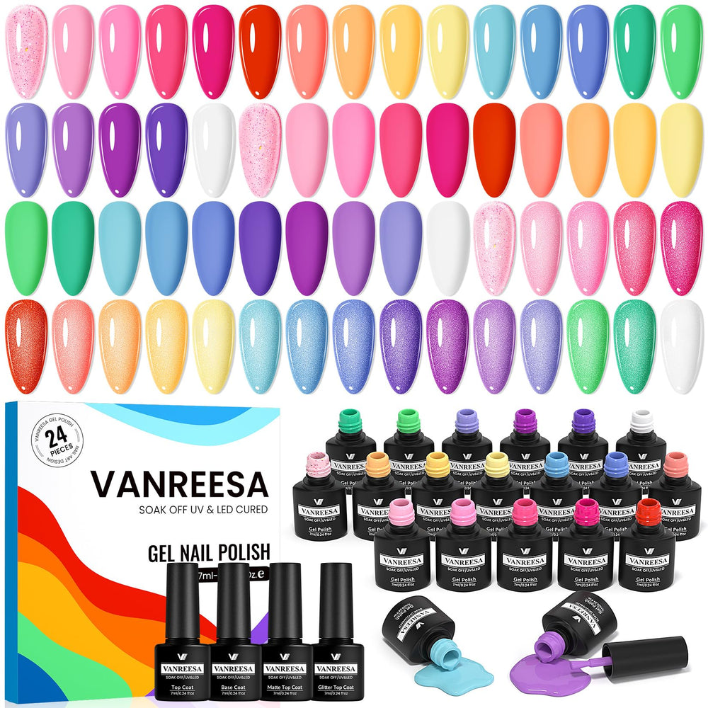 VANREESA front packaging showing full 24-piece set and included top coats