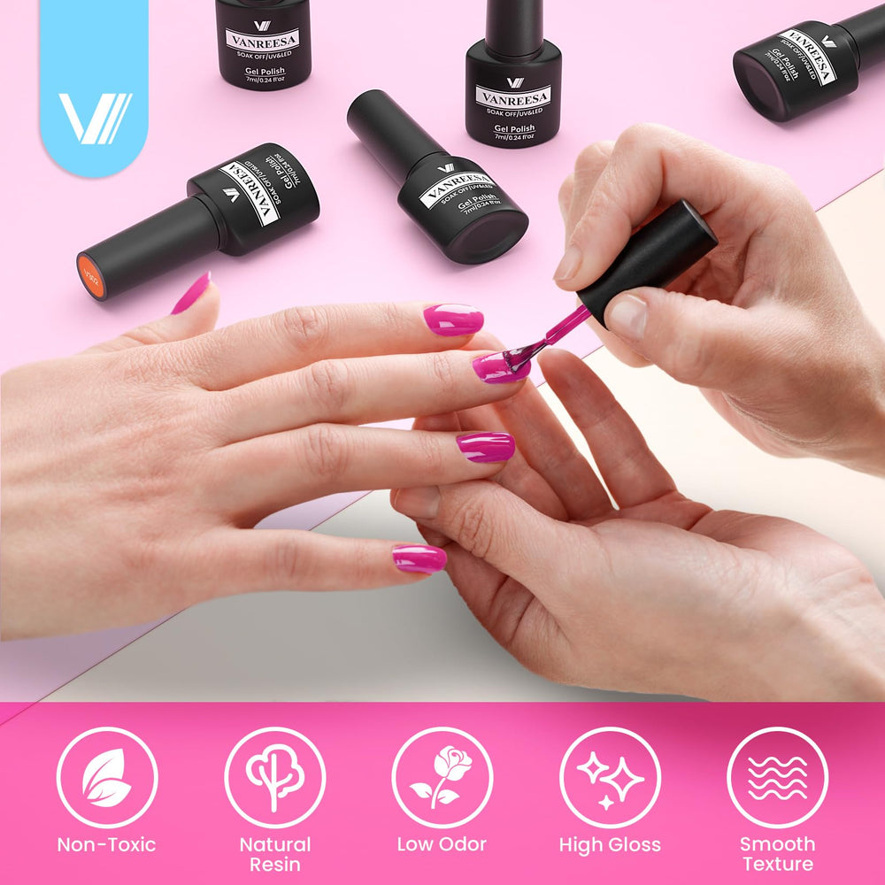 VANREESA glossy and matte top coats displayed to show finish options and versatility