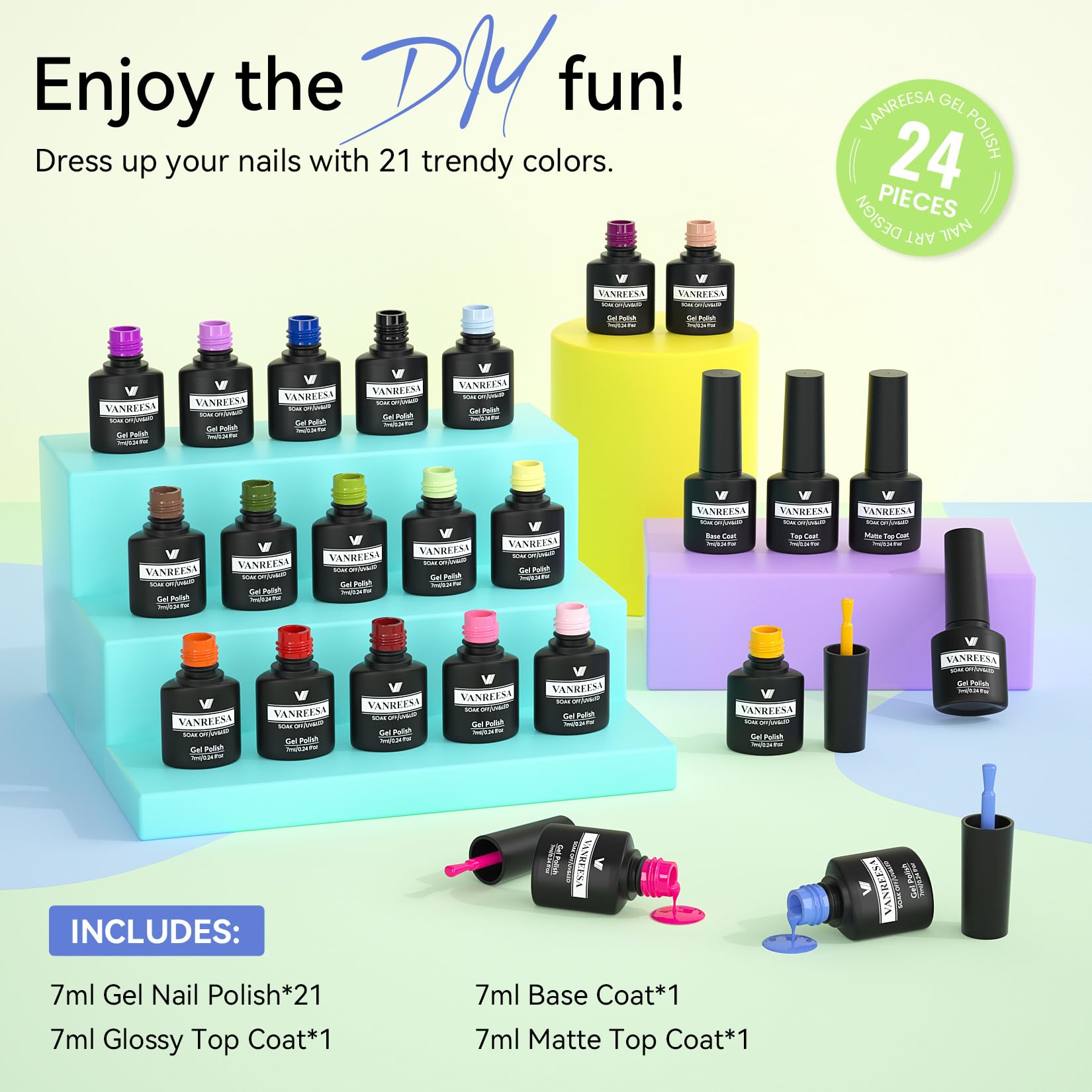 VANREESA scale and bottle size comparison illustrating compact 7ml convenience