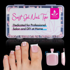 Vansiho front packaging showing 150-piece French tip toe nails and benefits