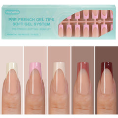 Vansiho front packaging showing 150 gel nail tips and brand name, clear kit benefit