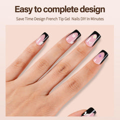 Vansiho pink deep French tips arranged to show color and natural-looking finish