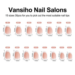 Vansiho glue, adhesive tabs and file included for secure, ready-to-use nails