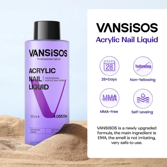 VANSISOS brush beside bottle highlighting nylon bristles for bead control benefit