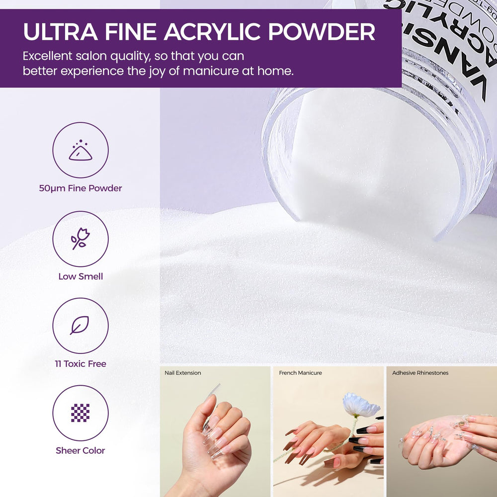 VANSISOS clear acrylic powder jar close-up demonstrating smooth finish