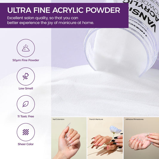 VANSISOS clear acrylic powder jar close-up demonstrating smooth finish