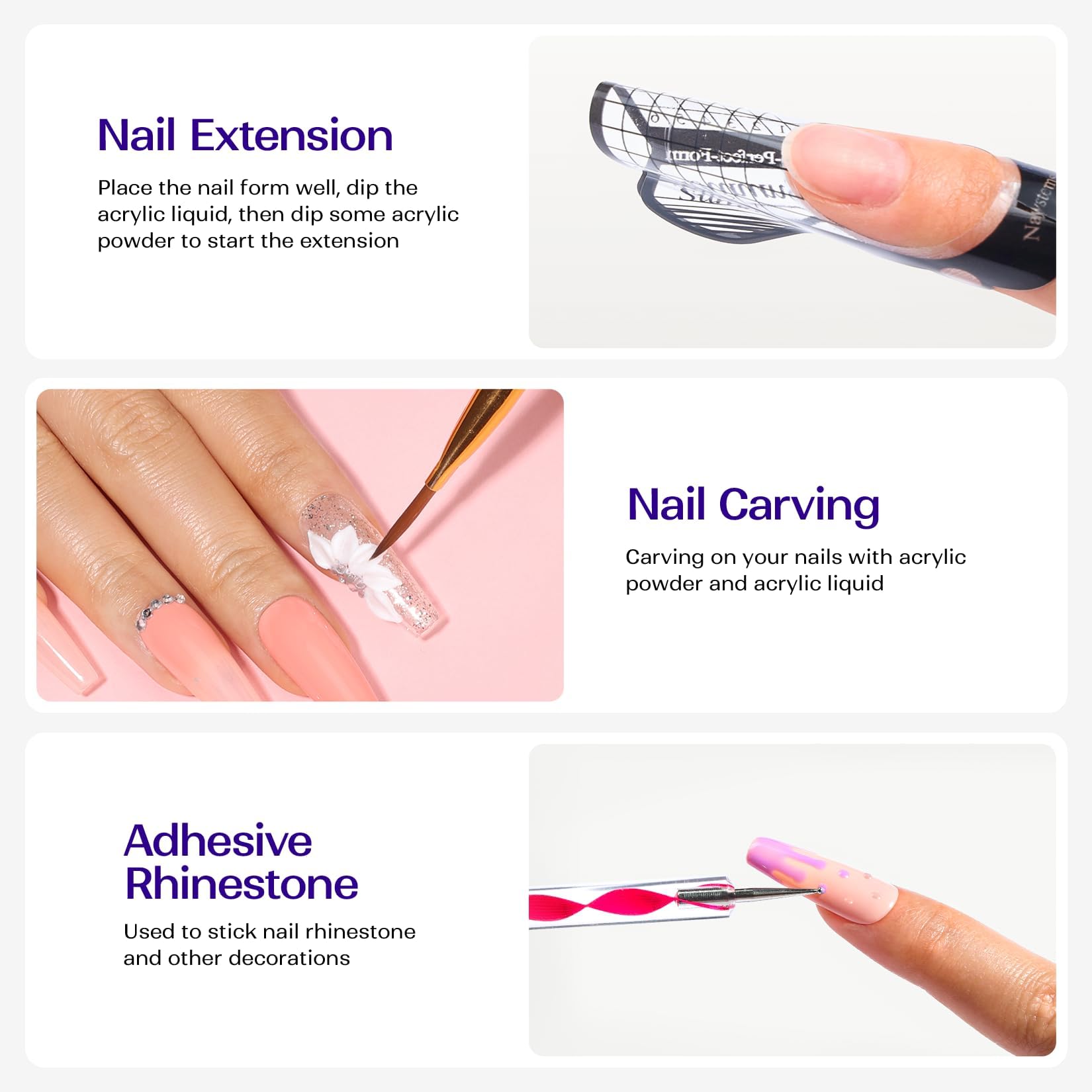 VANSISOS nail forms and accessory tools arranged for organized workflow benefit