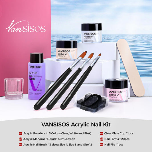 VANSISOS close-up of acrylic powders displaying smooth texture for easy application