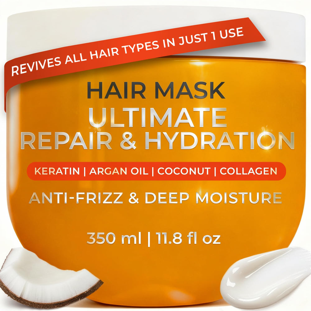 VAO front tube of deep conditioning hair mask showing label and packaging benefit