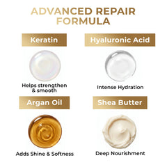 VAO jar and ingredients with argan oil shea butter keratin for repair benefit