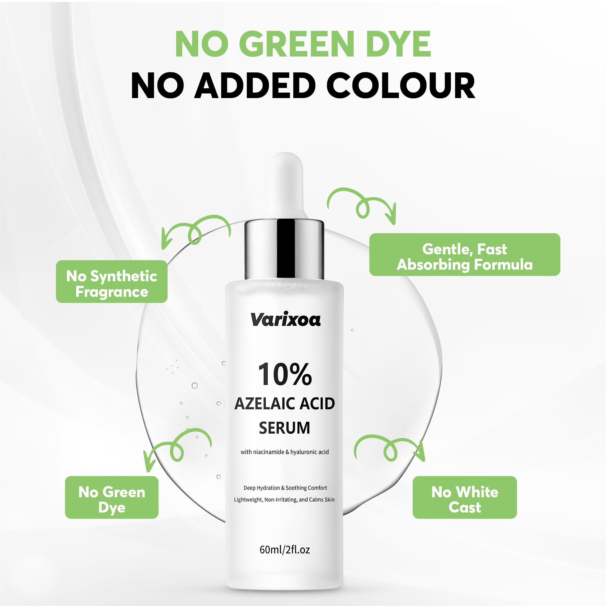 Varixoa bottle alongside key ingredient visuals indicating calming action