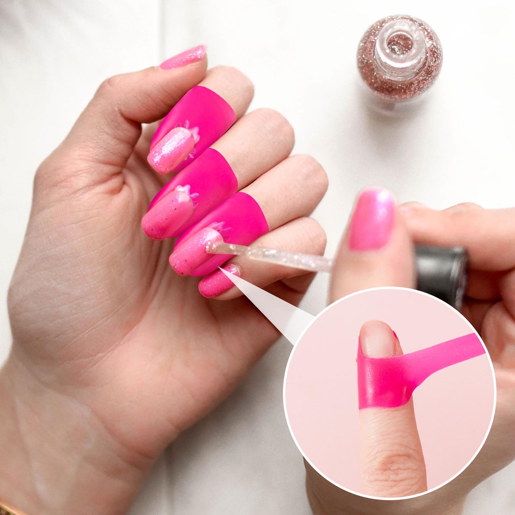 VARMDUKKE in a home manicure scene, speeds cleanup and improves finish