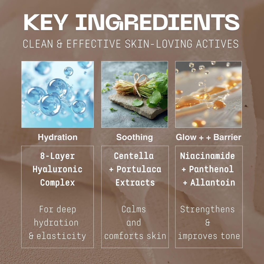 varuza mask applied on model illustrating soothing hydrated complexion