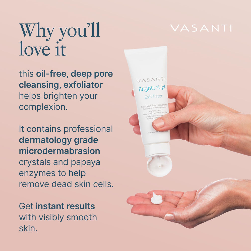 VASANTI lifestyle on bathroom shelf suggesting daily routine and visible glow