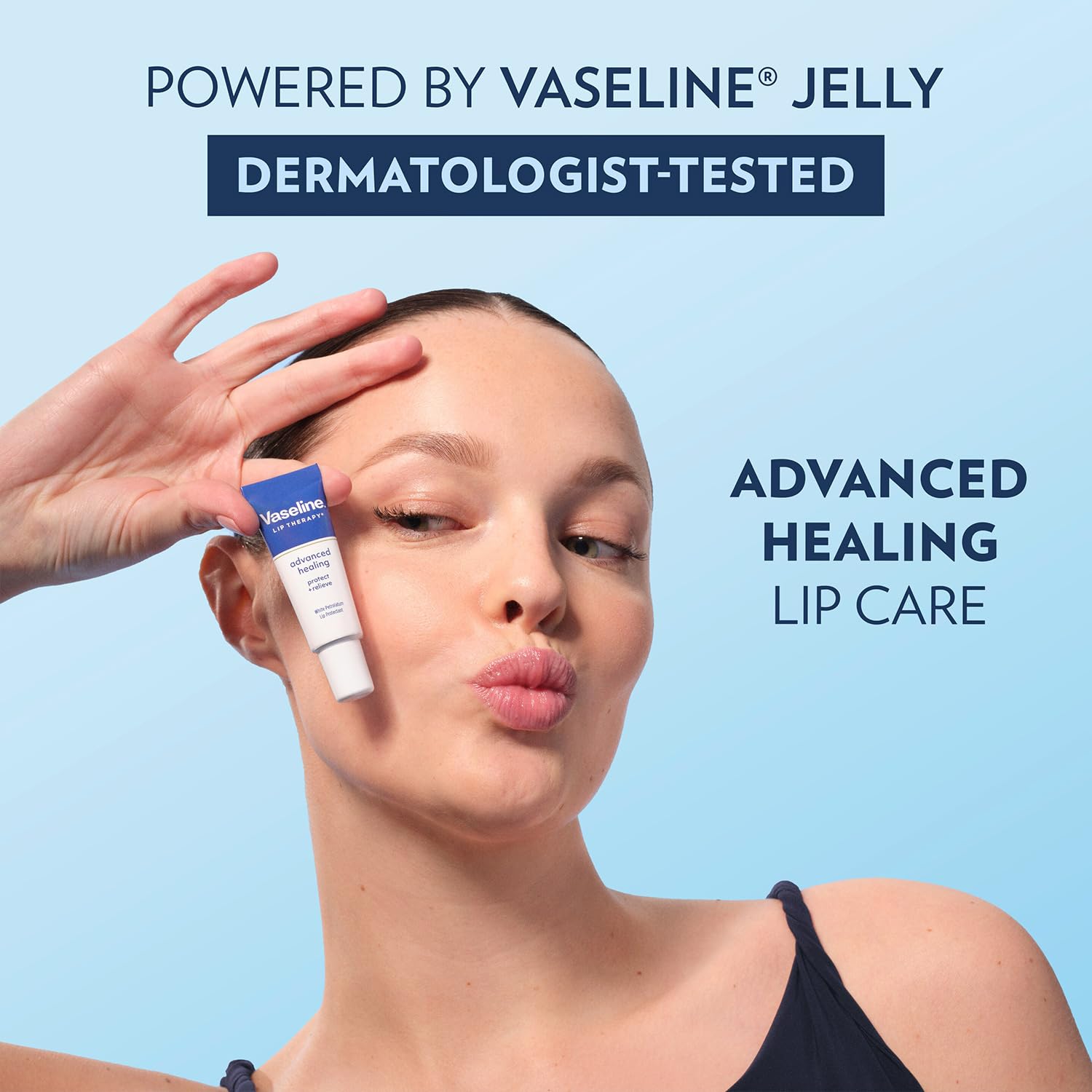 Vaseline tube in a handbag lifestyle shot showing ready-on-the-go relief