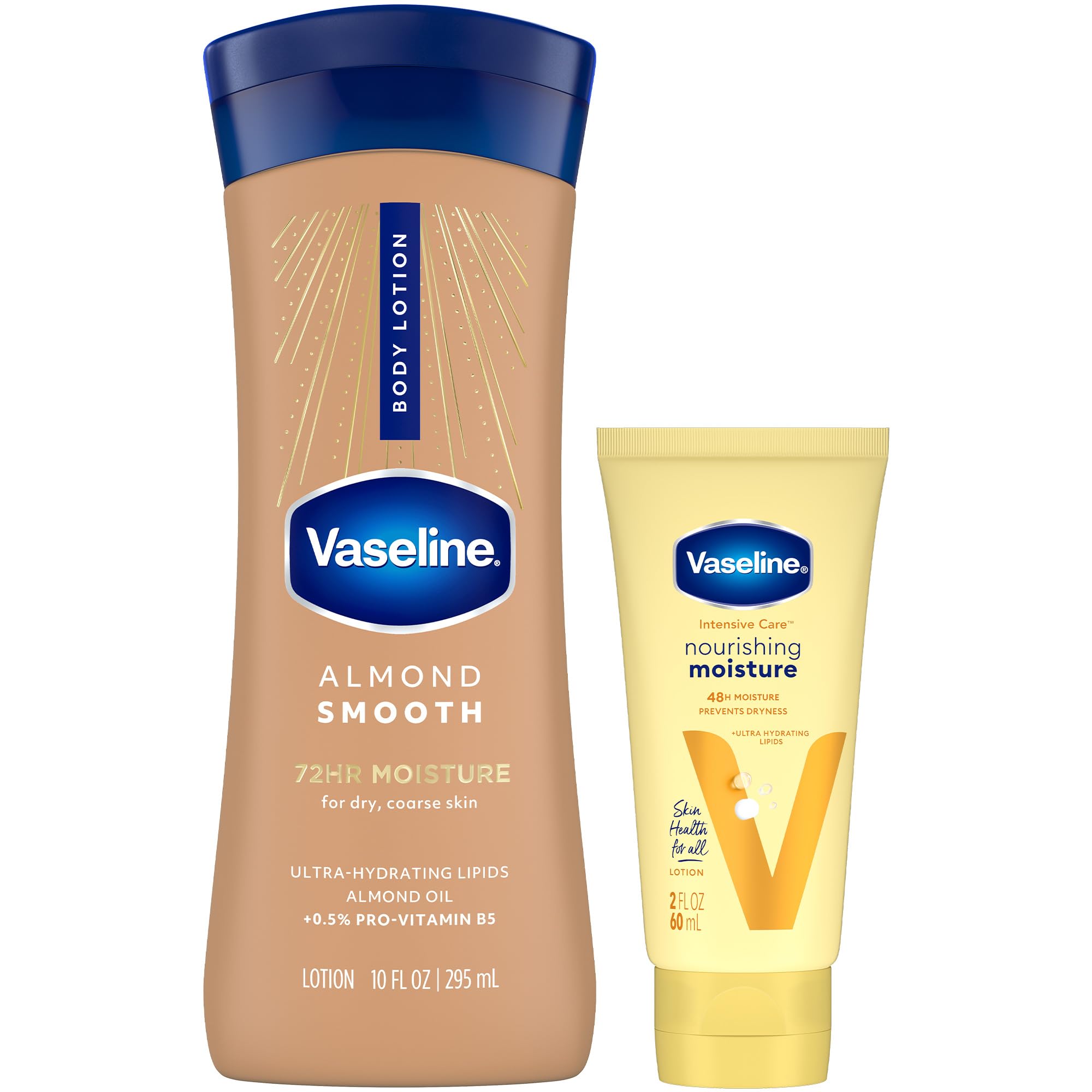 Vaseline almond smooth front packaging showing full bottle and benefits