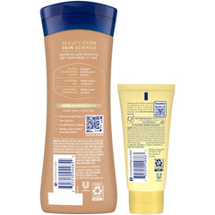 Vaseline almond smooth pump and label closeup highlighting ingredients