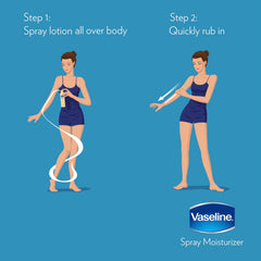 Vaseline spray being applied to forearm for fast-absorbing hydration
