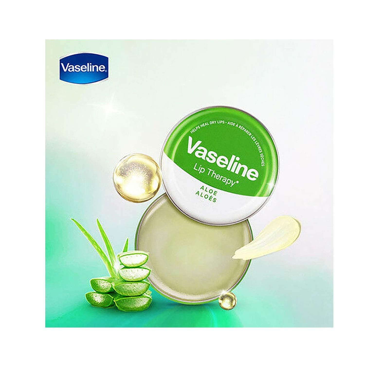 Vaseline aloe texture close-up displaying smooth balm consistency for quick absorption