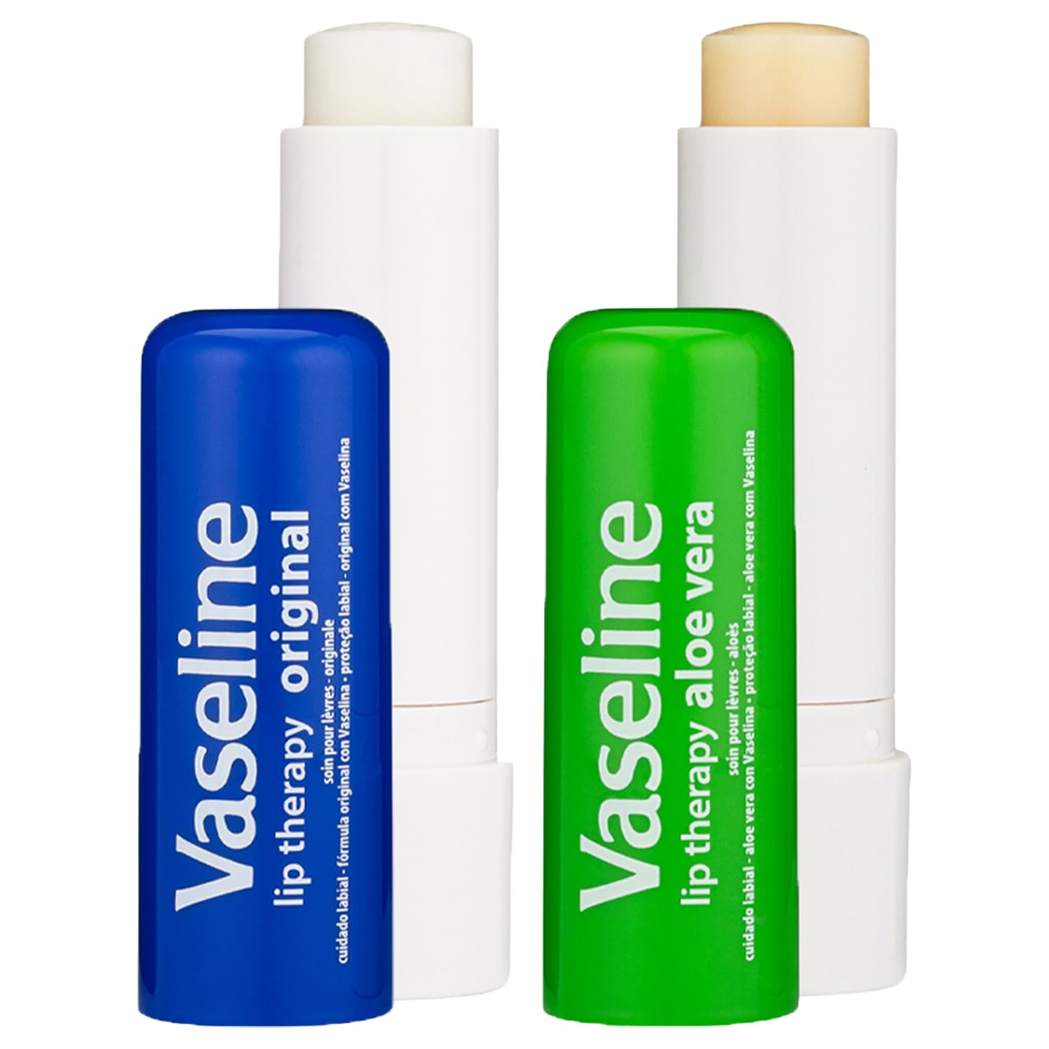 Vaseline Aloe Vera stick close-up showing light green tint and cooling hydration benefit