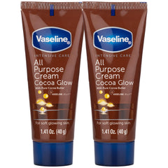 Vaseline Cocoa Glow front packaging showing travel 2-pack and benefits
