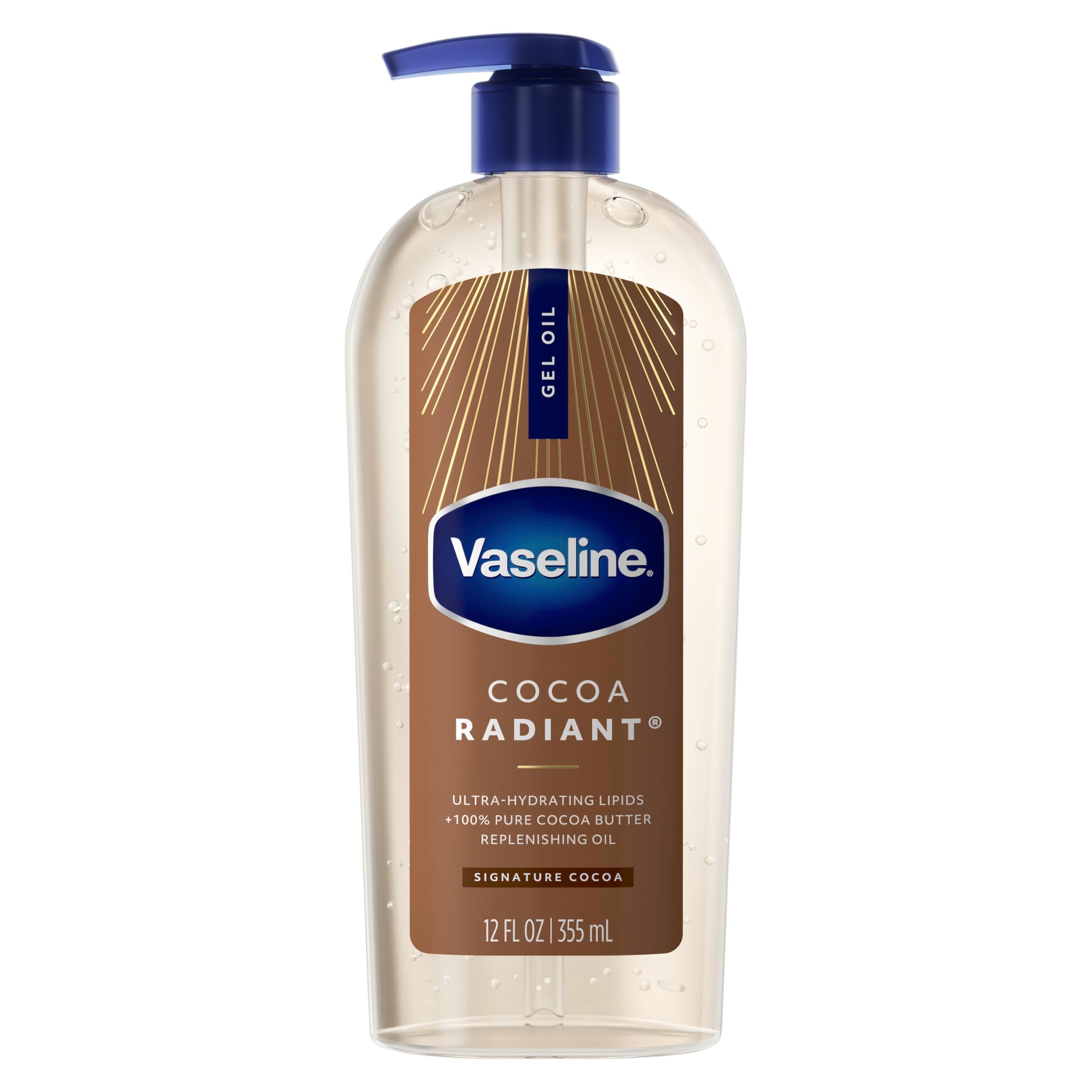 Vaseline front packaging showing 12 oz bottle and cocoa radiant branding