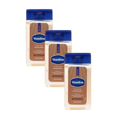 Vaseline front packaging showing three travel tubes and product name benefits