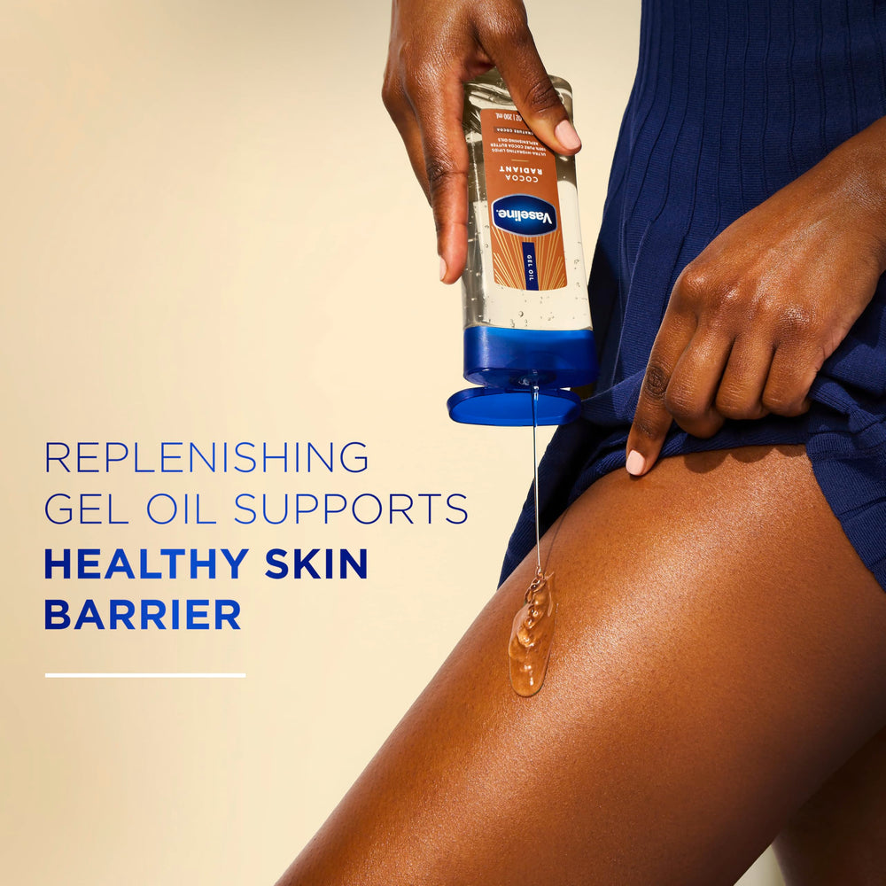 Vaseline ingredients panel emphasizing pure cocoa butter benefit