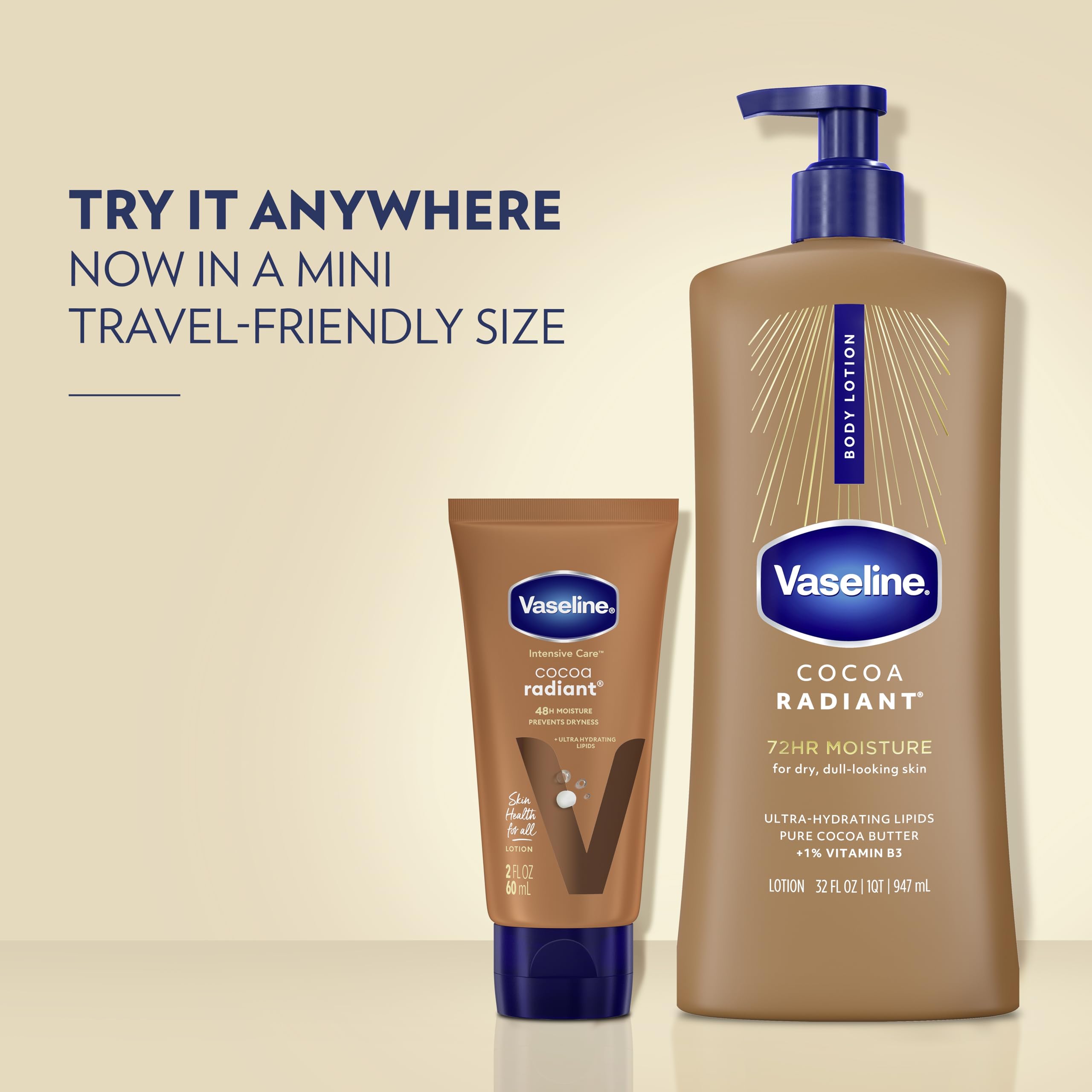 Vaseline creamy lotion texture close-up showing rich cocoa butter hydration