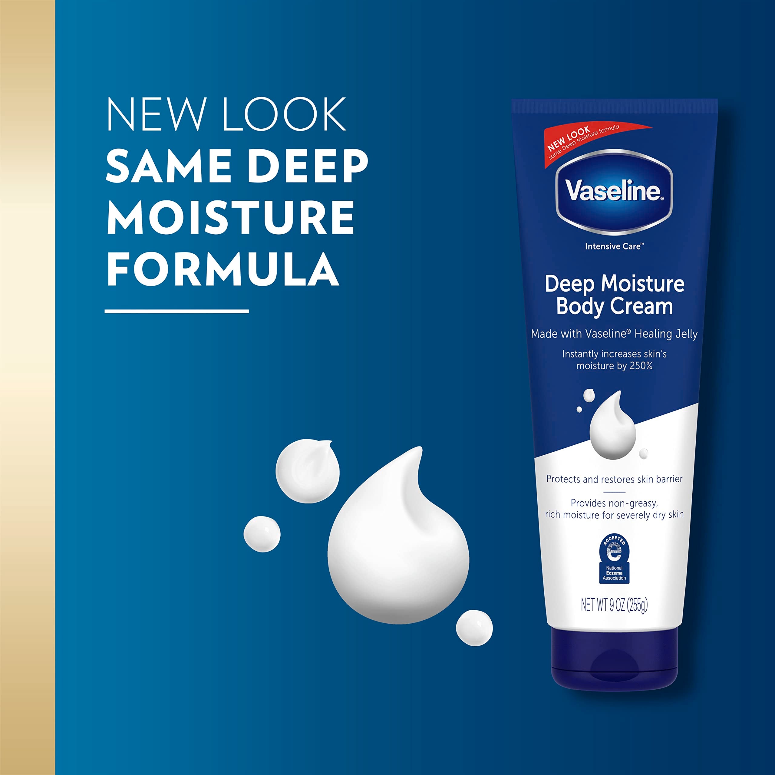 Vaseline close-up of cream texture highlighting smooth, non-greasy hydration