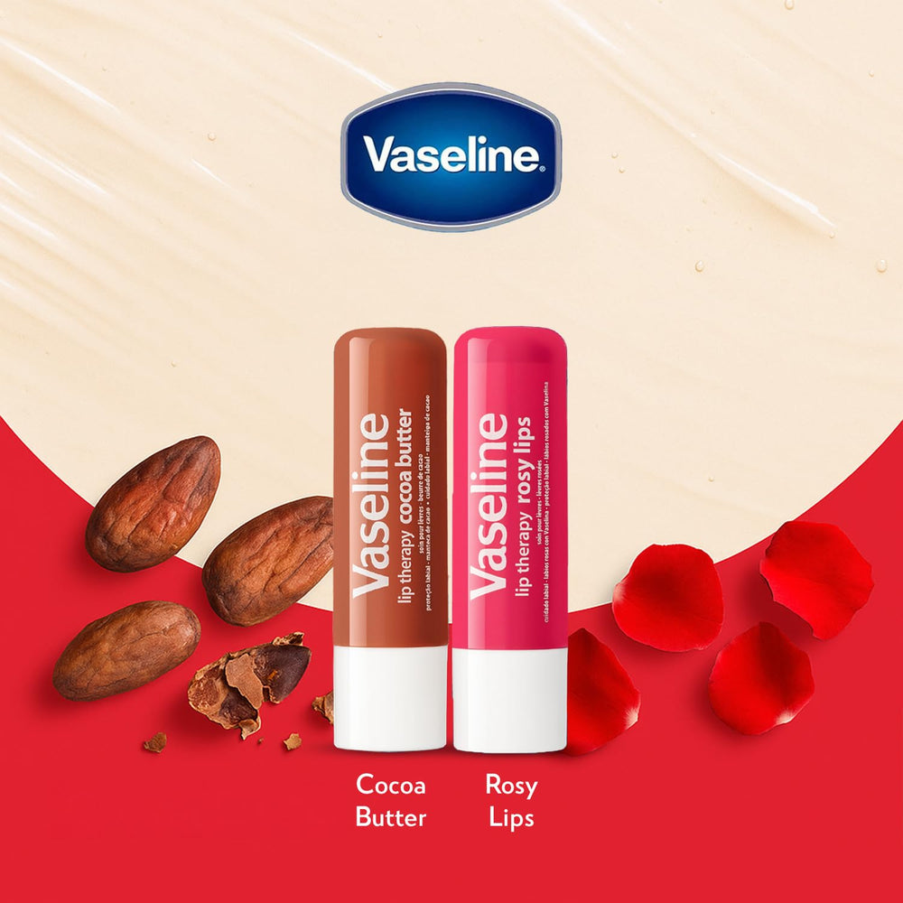Group shot of four Vaseline lip therapy sticks illustrating variety and convenience