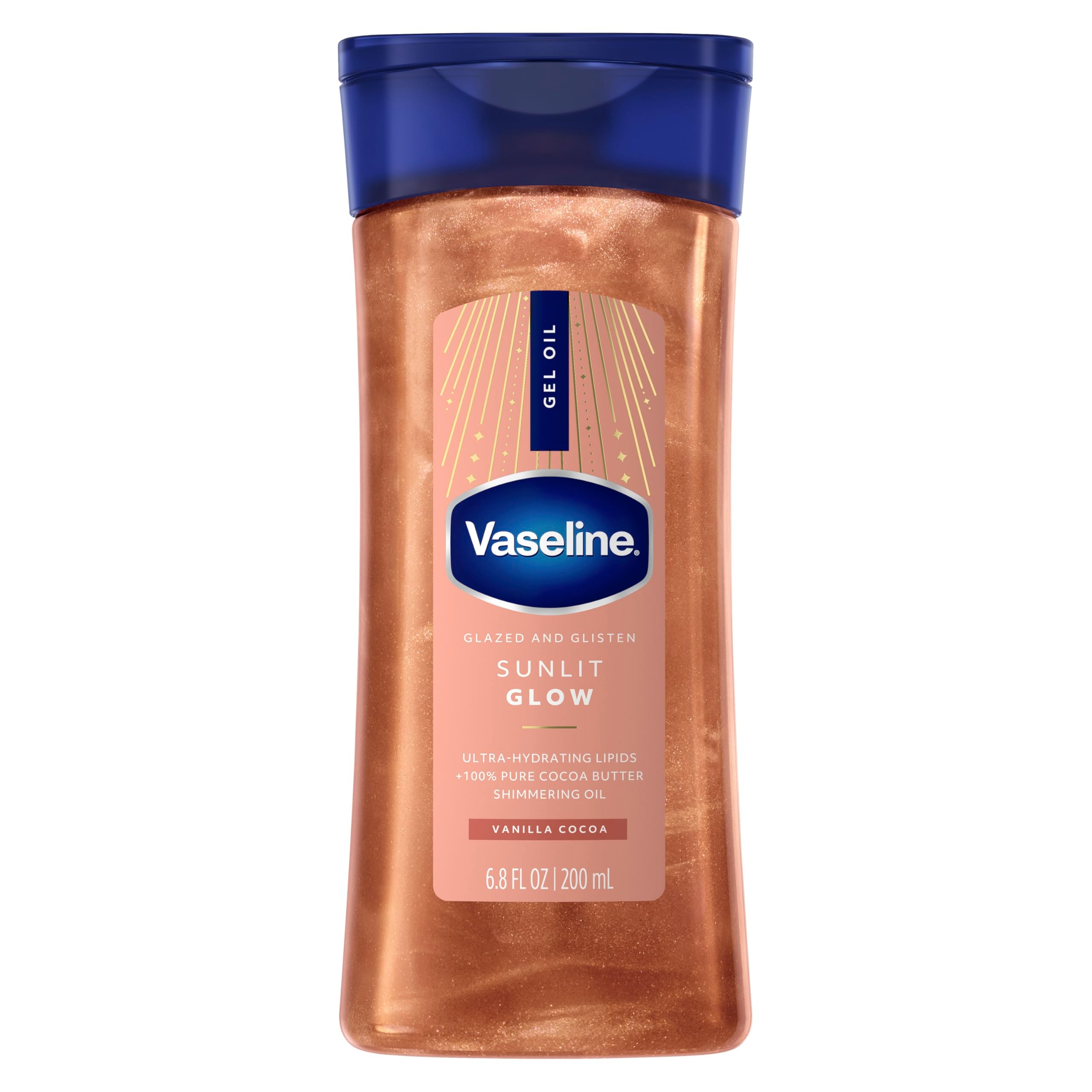 Vaseline front packaging showing glowing gel-oil and benefits