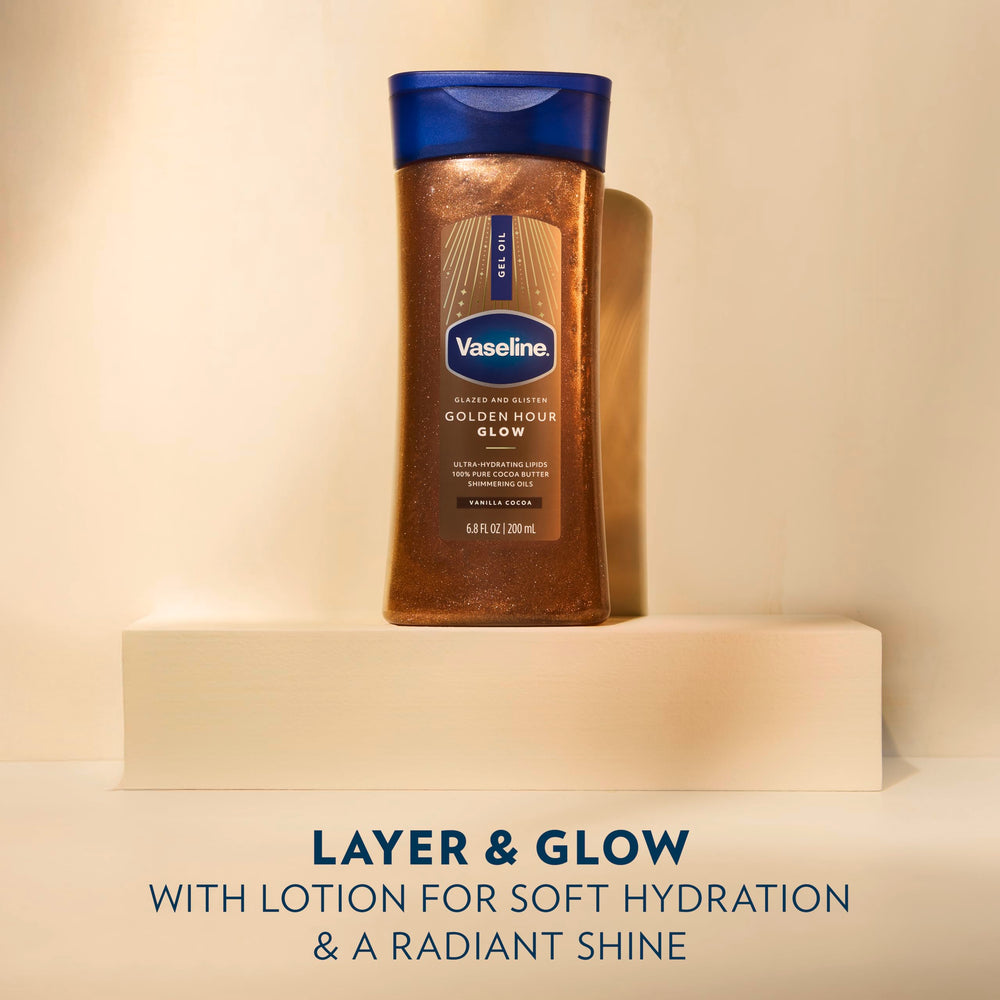 Vaseline on shoulders and collarbone highlighting golden shimmer and radiance