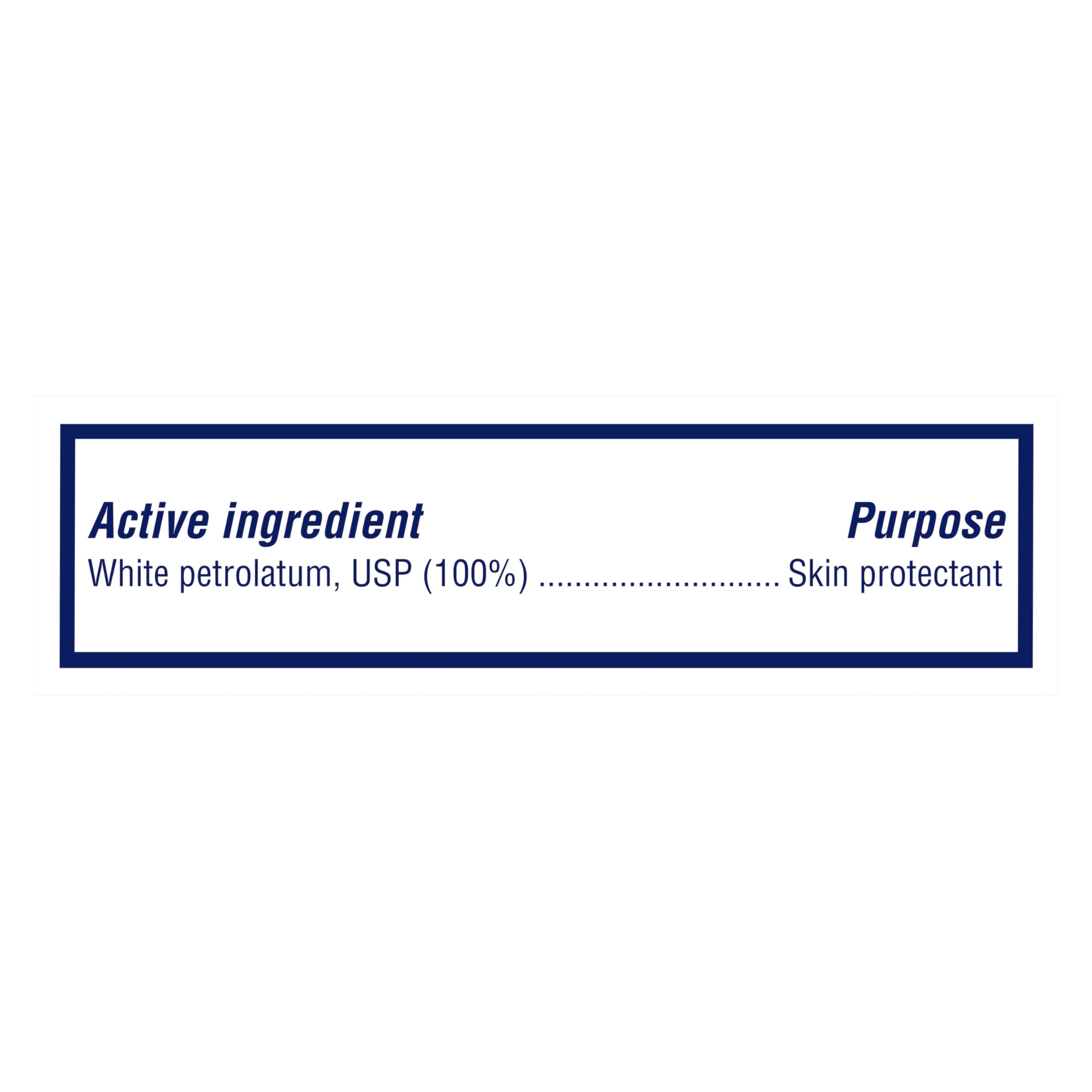 Zoomed label showing Vaseline ingredients and purity for confidence in formula