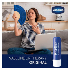 Texture close-up of Vaseline balm sheen illustrating instant lip moisturization