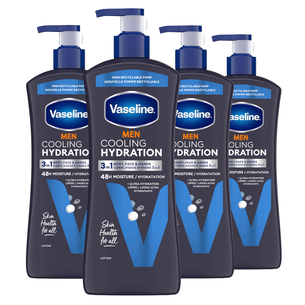 Vaseline front packaging showing cooling hydration benefits and volume
