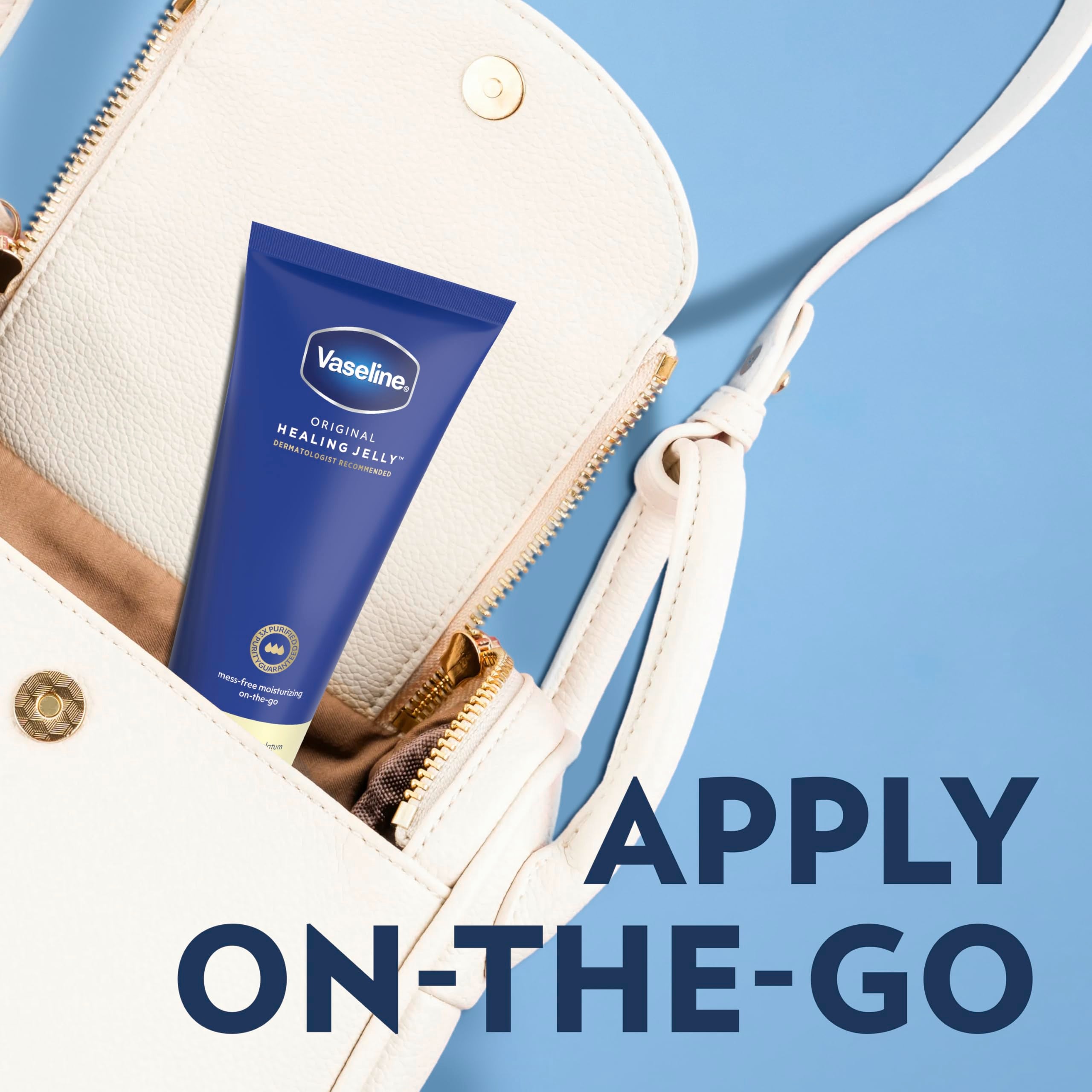 Targeted Vaseline application on elbow illustrating brand relieving dry patches