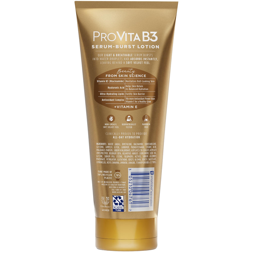Vaseline pump close-up displaying serum texture and easy dispensing benefit
