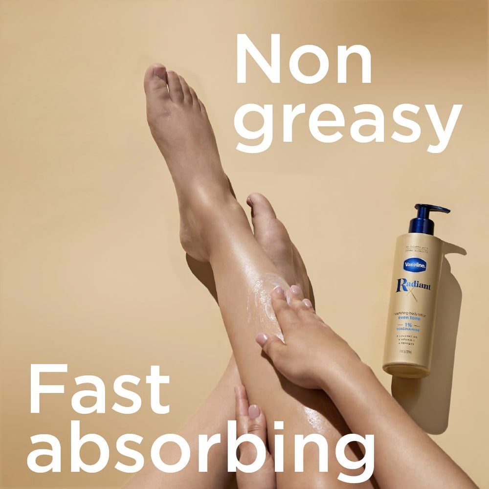 Vaseline on bathroom shelf in morning routine conveying daily radiance benefit