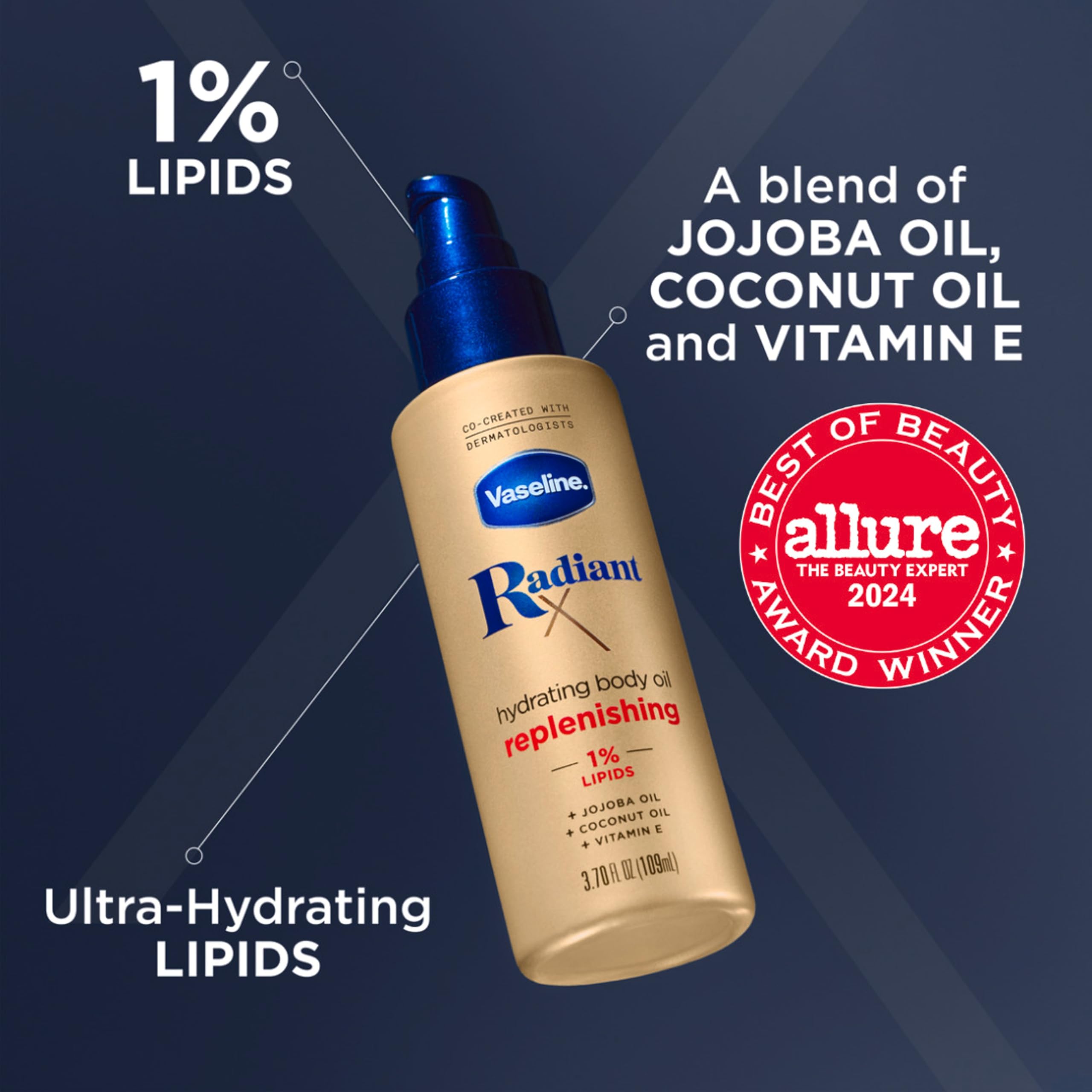 Vaseline radiant x oil texture close-up demonstrating lightweight absorption